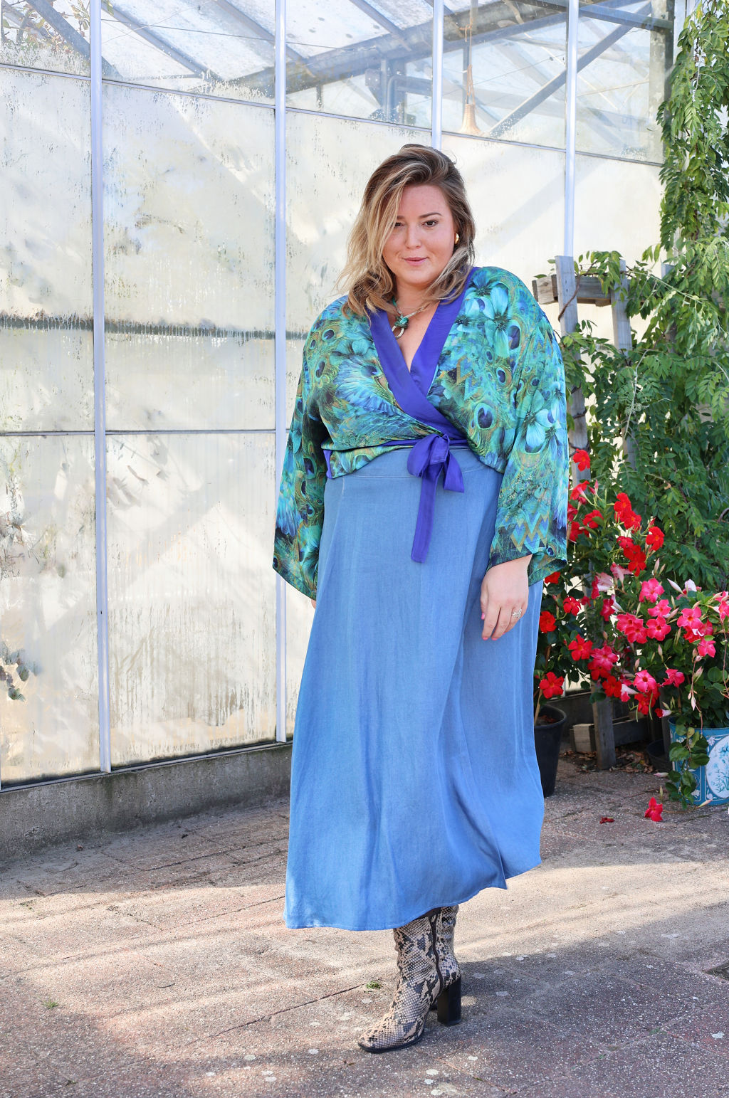 wikkelrok van tencel met jeans wassing